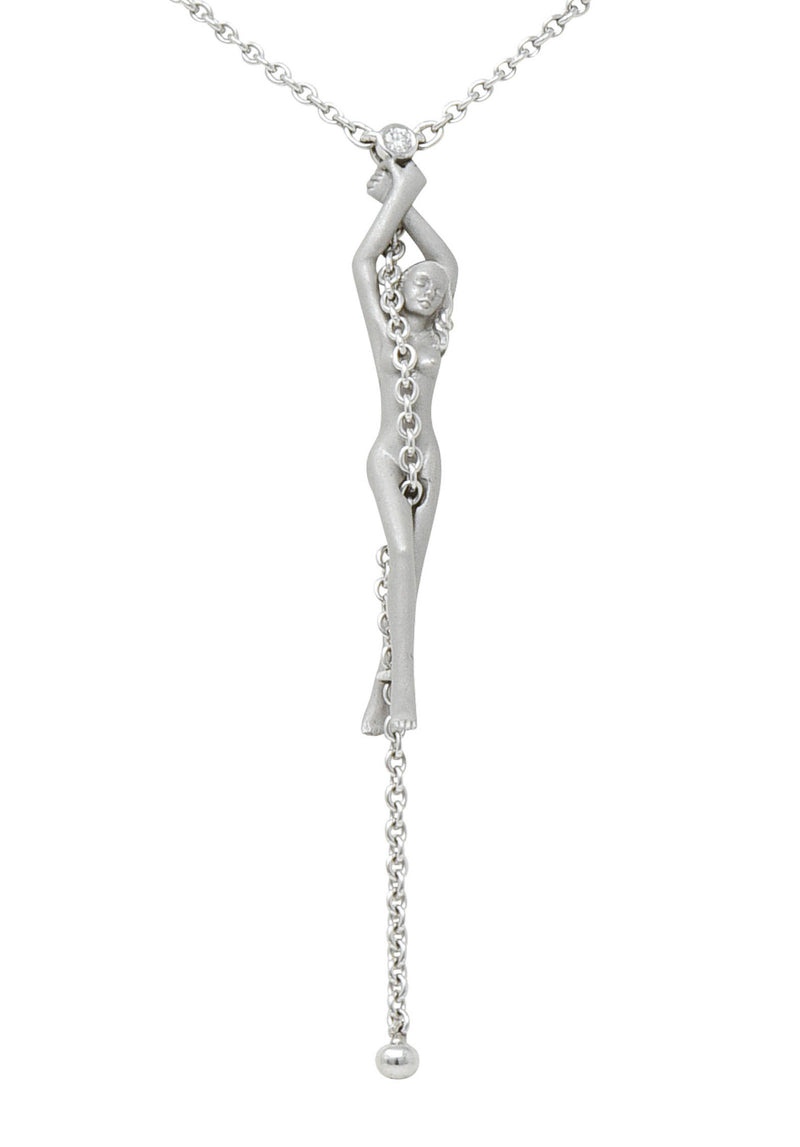 Carrera Y Carrera Diamond 18 Karat White Gold Female Figure Drop NecklaceNecklace - Wilson's Estate Jewelry