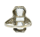 Art Deco Aquamarine 14 Karat White Gold Three Stone Dinner RingRing - Wilson's Estate Jewelry