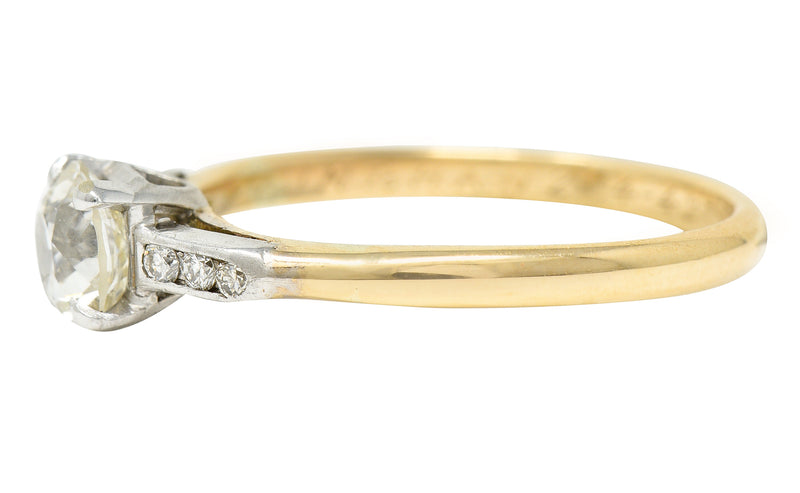 1942 Retro 0.93 CTW Old European Cut Diamond 14 Karat Two-Tone Engagement Ring Wilson's Estate Jewelry