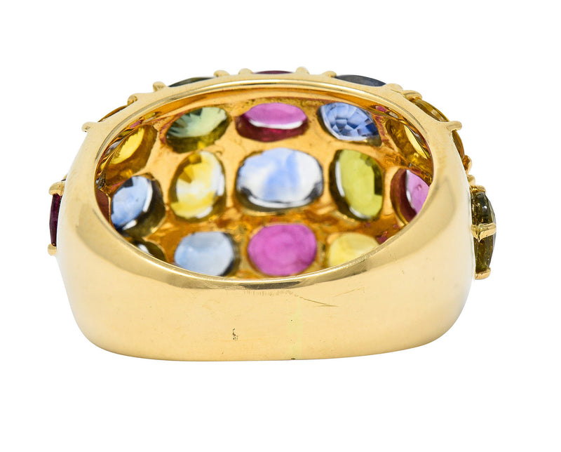 1990's Vintage 6.90 CTW Sapphire Ruby 18 Karat Gold Gemstone Band RingRing - Wilson's Estate Jewelry