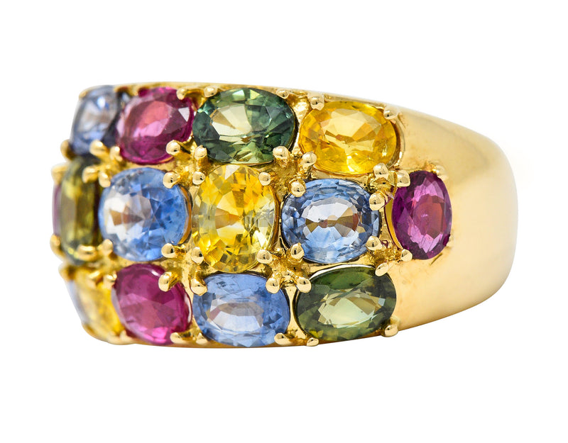 1990's Vintage 6.90 CTW Sapphire Ruby 18 Karat Gold Gemstone Band RingRing - Wilson's Estate Jewelry