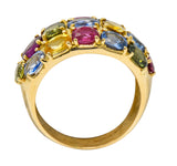 1990's Vintage 6.90 CTW Sapphire Ruby 18 Karat Gold Gemstone Band RingRing - Wilson's Estate Jewelry