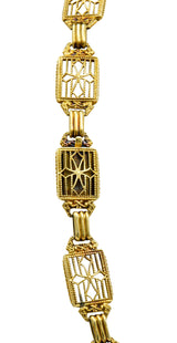 Victorian Carved Rutilated Amethyst 14 Karat Gold Drop NecklaceNecklace - Wilson's Estate Jewelry