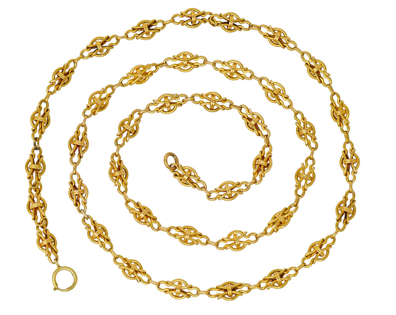 Victorian 18 Karat Gold 29 Inch Long Chain Necklace Circa 1900Necklace - Wilson's Estate Jewelry