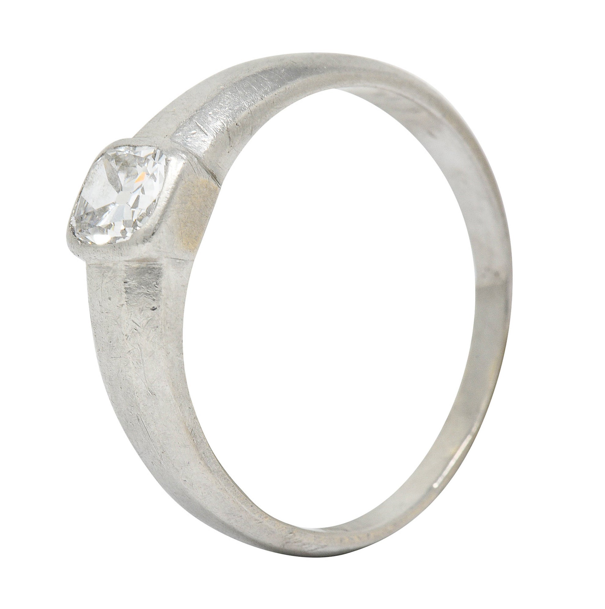 Art Deco 1.00 CTW Old Mine Diamond Platinum Men's Band RingRing - Wilson's Estate Jewelry