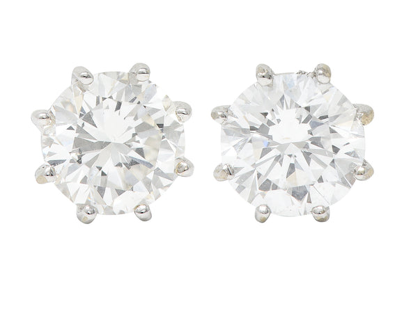 Contemporary 1.86 CTW Round Brilliant Diamond 14 Karat White Gold Screwback Stud Earrings Wilson's Estate Jewelry