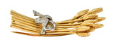 Verdura Retro Diamond 14 Karat Gold Wheat Earrings & BroochBrooch - Wilson's Estate Jewelry