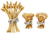 Verdura Retro Diamond 14 Karat Gold Wheat Earrings & BroochBrooch - Wilson's Estate Jewelry