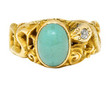 1900 Victorian Turquoise Diamond 18 Karat Gold Snake RingRing - Wilson's Estate Jewelry