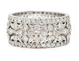 Vintage 2.00 CTW Diamond Platinum Floral Eternity Band Ring Wilson's Estate Jewelry