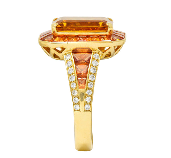 Roberto Coin 6.80 CTW Citrine Sapphire Diamond 18 Karat Gold Cocktail RingRing - Wilson's Estate Jewelry