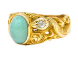1900 Victorian Turquoise Diamond 18 Karat Gold Snake RingRing - Wilson's Estate Jewelry