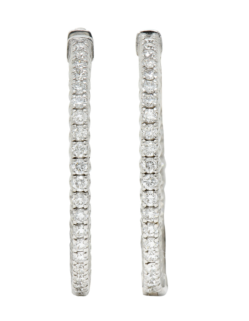 Contemporary 1.50 CTW Diamond 14 Karat White Gold 30 MM Hoop EarringsEarring - Wilson's Estate Jewelry