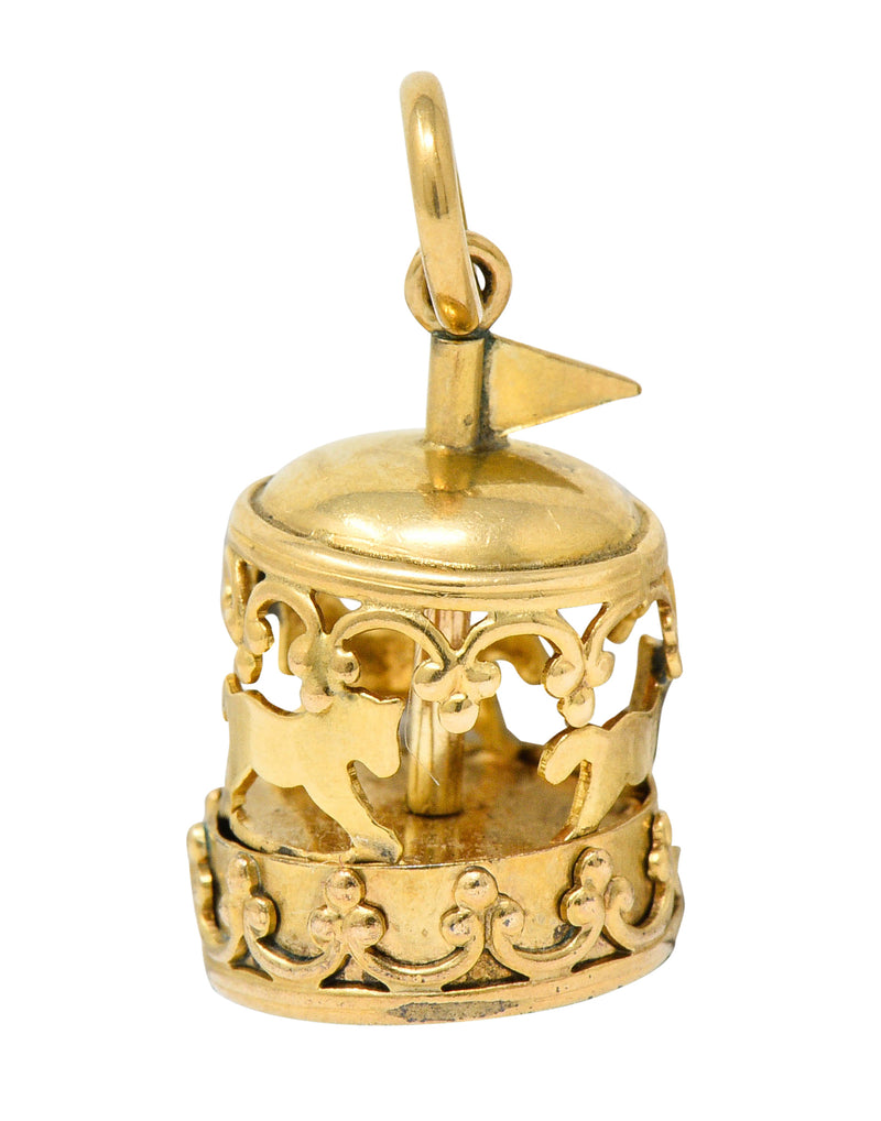 1950's Mid-Century 14 Karat Gold Rotating Carousel Charmcharm - Wilson's Estate Jewelry