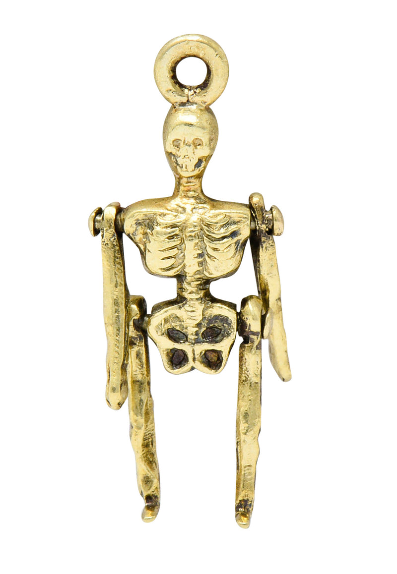 Sloan & Co. Art Nouveau 14 Karat Gold Articulated Skeleton Charmcharm - Wilson's Estate Jewelry