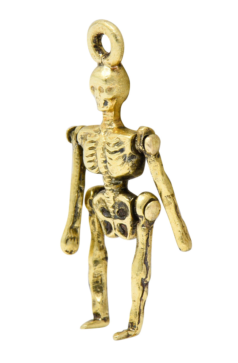 Sloan & Co. Art Nouveau 14 Karat Gold Articulated Skeleton Charmcharm - Wilson's Estate Jewelry