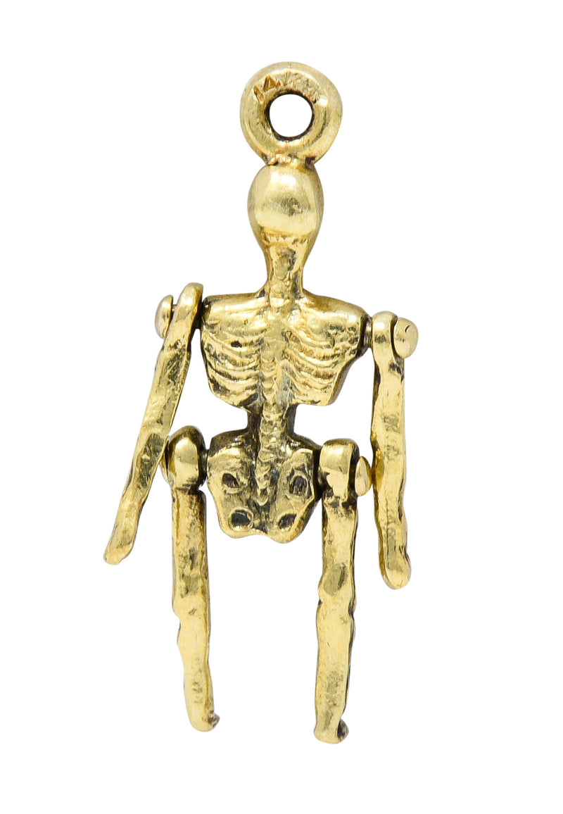 Sloan & Co. Art Nouveau 14 Karat Gold Articulated Skeleton Charmcharm - Wilson's Estate Jewelry