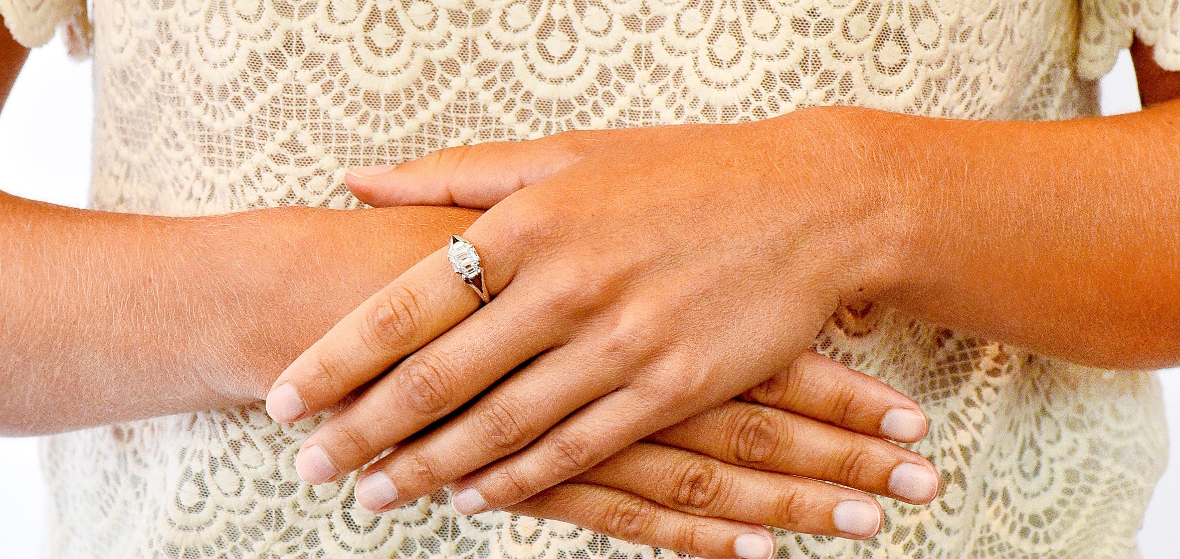 Modern 1.60 CTW Emerald Cut Diamond Platinum Engagement Ring GIA - Wilson's Estate Jewelry