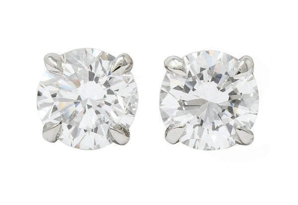 Contemporary 1.65 CTW Diamond Platinum Stud Earrings GIAEarrings - Wilson's Estate Jewelry