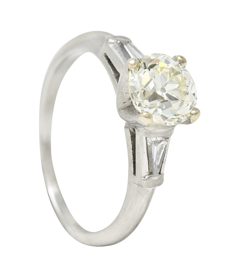 .11111 *## Ryan to retip 1950's Mid-Century 1.34 CTW Diamond Platinum Vintage Three Stone Engagement Ring Wilson's Estate Jewelry