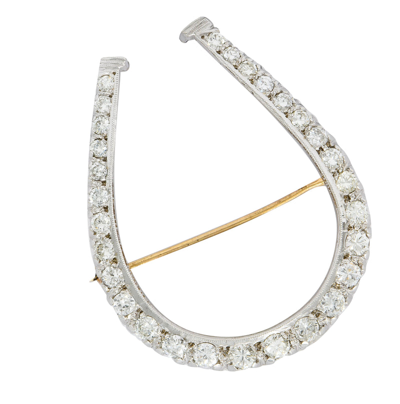 Edwardian Diamond Platinum-Topped 14 Karat Gold Horseshoe BroochBrooch - Wilson's Estate Jewelry