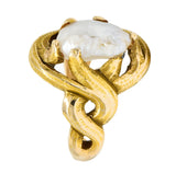 Art Nouveau Baroque Pearl 14 Karat Gold Whiplash RingRing - Wilson's Estate Jewelry