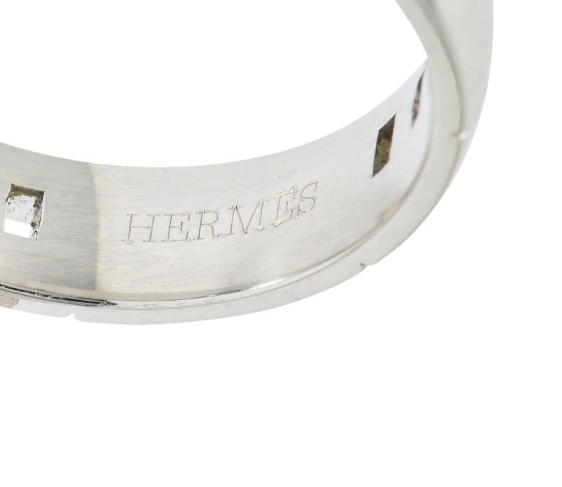 Hermes French 18 Karat White Gold Unisex H Band RingRing - Wilson's Estate Jewelry