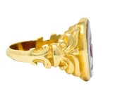 Art Nouveau Hardstone Intaglio 18 Karat Gold Griffin Signet RingRing - Wilson's Estate Jewelry