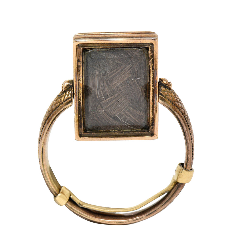 Victorian Mourning Quartz Braided Hair 14 Karat Gold Cross Antique