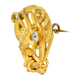 Art Nouveau Diamond 18 Karat Gold Serpent Dragon BroochBrooch - Wilson's Estate Jewelry