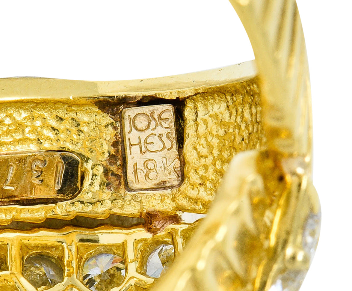 Jose Hess Vintage 2.90 CTW Pave Diamond 18 Karat Gold Cocktail RingRing - Wilson's Estate Jewelry