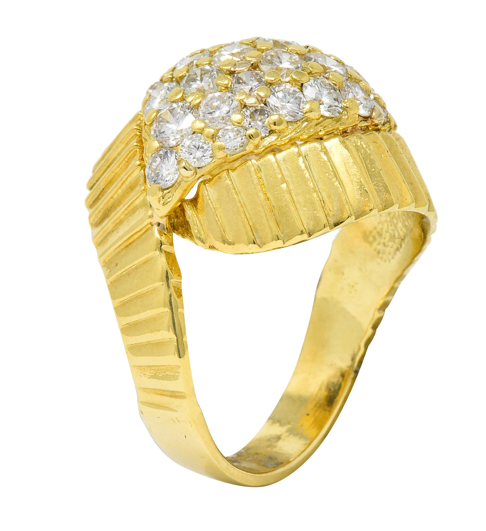 Jose Hess Vintage 2.90 CTW Pave Diamond 18 Karat Gold Cocktail RingRing - Wilson's Estate Jewelry