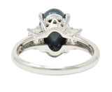 Black Opal Diamond Platinum Three Stone RingRing - Wilson's Estate Jewelry