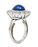 We-6725 Art Deco 8.50 CTW No Heat Ceylon Sapphire Diamond Platinum Cluster Ring AGLRing - Wilson's Estate Jewelry