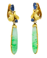1960's Buccellati Jade Sapphire 18 Karat Two-Tone Gold Drop Ear-Clip EarringsEarrings - Wilson's Estate Jewelry