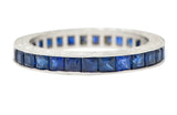 Art Deco 2.25 CTW French Cut Sapphire Platinum Eternity Band Ring Wilson's Estate Jewelry