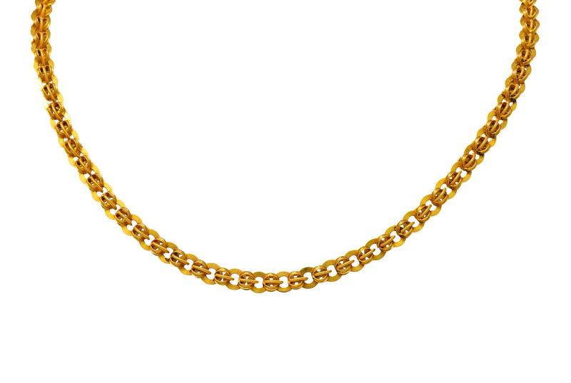1890's Victorian 14 Karat Gold 19 Inch Circular Chain Link NecklaceNecklace - Wilson's Estate Jewelry