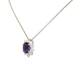 Amethyst 1.50 CTW Diamond Platinum Cluster Pendant NecklaceNecklace - Wilson's Estate Jewelry