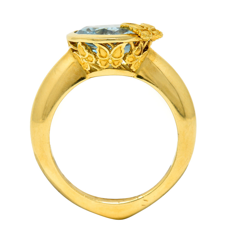 Carrera Y Carrera Blue Topaz 18 Karat Yellow Gold Baile De Mariposas Butterfly Ring Wilson's Estate Jewelry