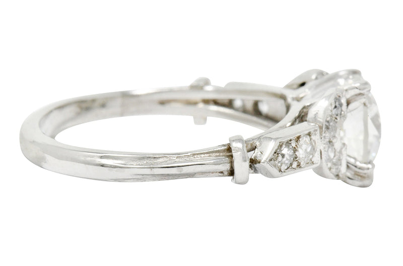 Exquisite Art Deco 1.39 CTW Diamond Platinum Engagement Ring GIA Wilson's Estate Jewelry