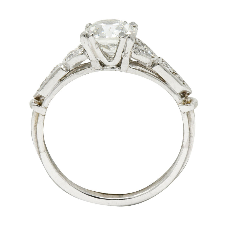 Exquisite Art Deco 1.39 CTW Diamond Platinum Engagement Ring GIA Wilson's Estate Jewelry
