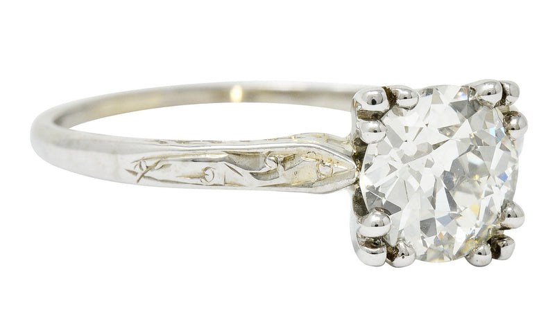 Art Deco 1.30 CTW Diamond 20 Karat White Gold Engagement Ring GIARing - Wilson's Estate Jewelry
