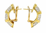 Vintage 2.50 CTW Pave Diamond 18 Karat Two-Tone Gold Half Hoop EarringsEarrings - Wilson's Estate Jewelry