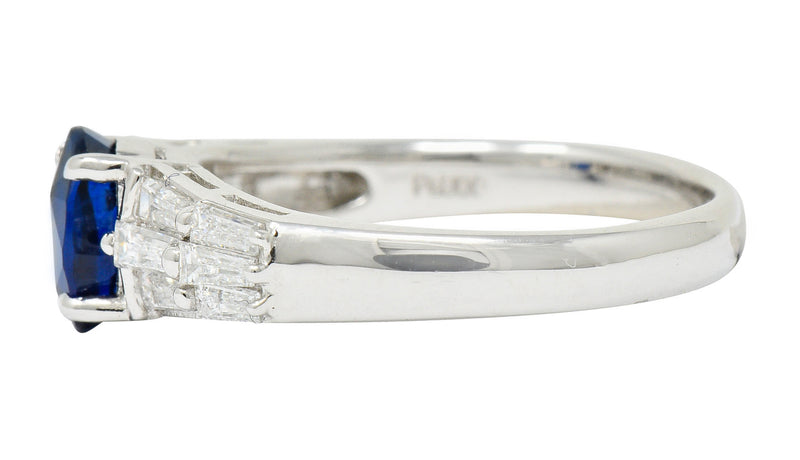 Contemporary 1.58 CTW No Heat Burma Sapphire Diamond Platinum Statement Ring GIARing - Wilson's Estate Jewelry