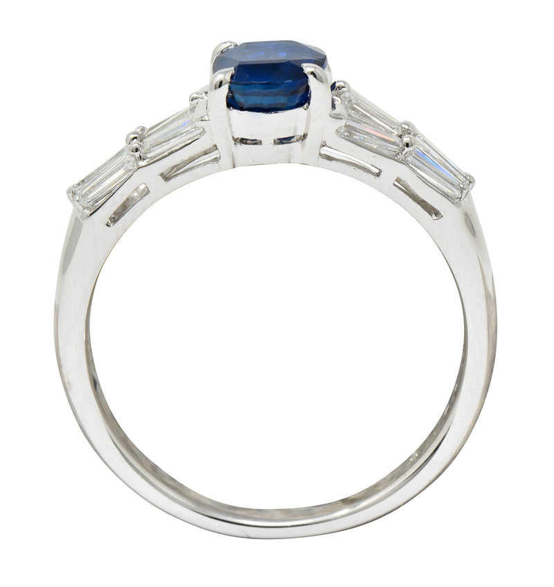 Contemporary 1.58 CTW No Heat Burma Sapphire Diamond Platinum Statement Ring GIARing - Wilson's Estate Jewelry