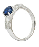 Contemporary 1.58 CTW No Heat Burma Sapphire Diamond Platinum Statement Ring GIARing - Wilson's Estate Jewelry