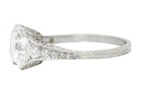 Art Deco 3.17 CTW Asscher Diamond Platinum Engagement Ring GIARing - Wilson's Estate Jewelry