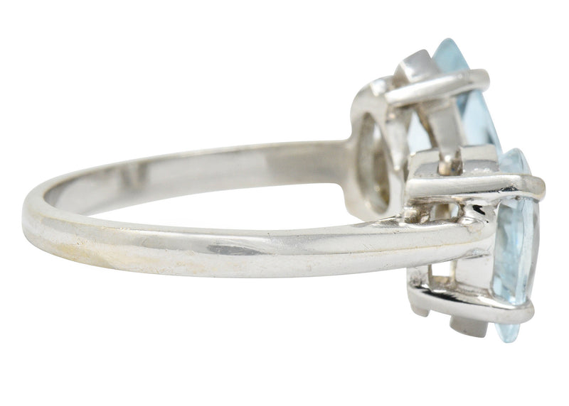 Retro 3.00 CTW Aquamarine 14 Karat White Gold Bypass RingRing - Wilson's Estate Jewelry