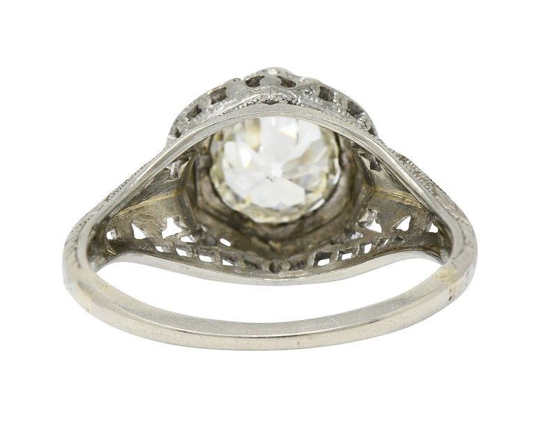 Art Deco 1.12 CTW Diamond 18 Karat White Gold Trellis Engagement Ring GIARing - Wilson's Estate Jewelry