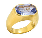 Substantial 13.10 CTW Color-Change No Heat Sapphire Intaglio 22 Karat Gold Signet Ring GIARing - Wilson's Estate Jewelry